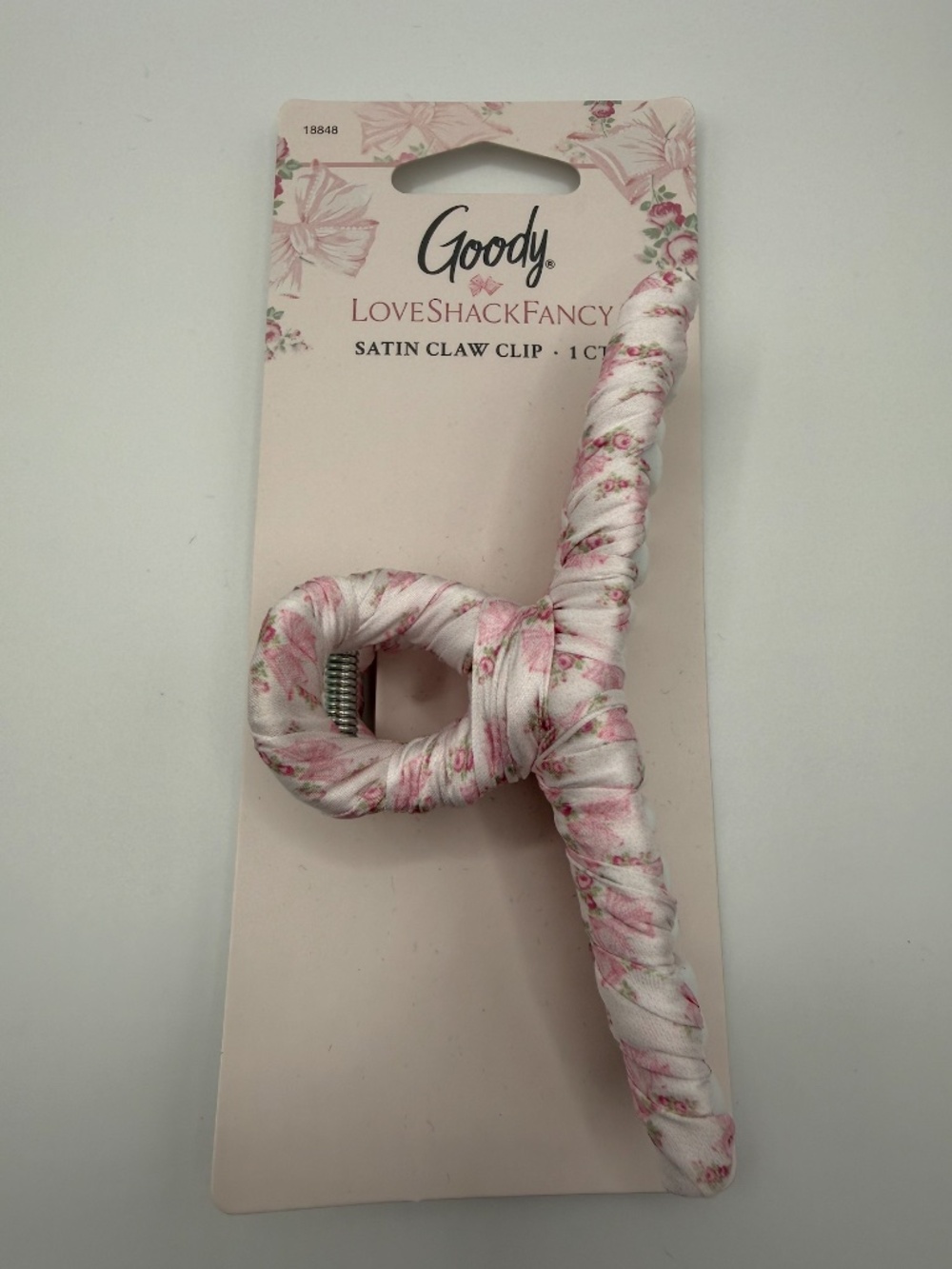 LoveShackFancy X Goody Satin Claw Clip Rosa Beaux Coquette Pink & White - Picture 3 of 4